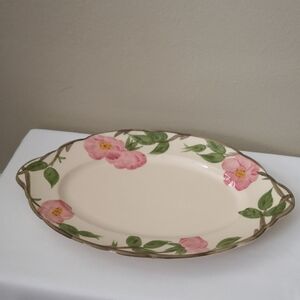 Lovely Vintage Franciscan Pink and Green Floral Serveware Platter EUC 12" x 8"